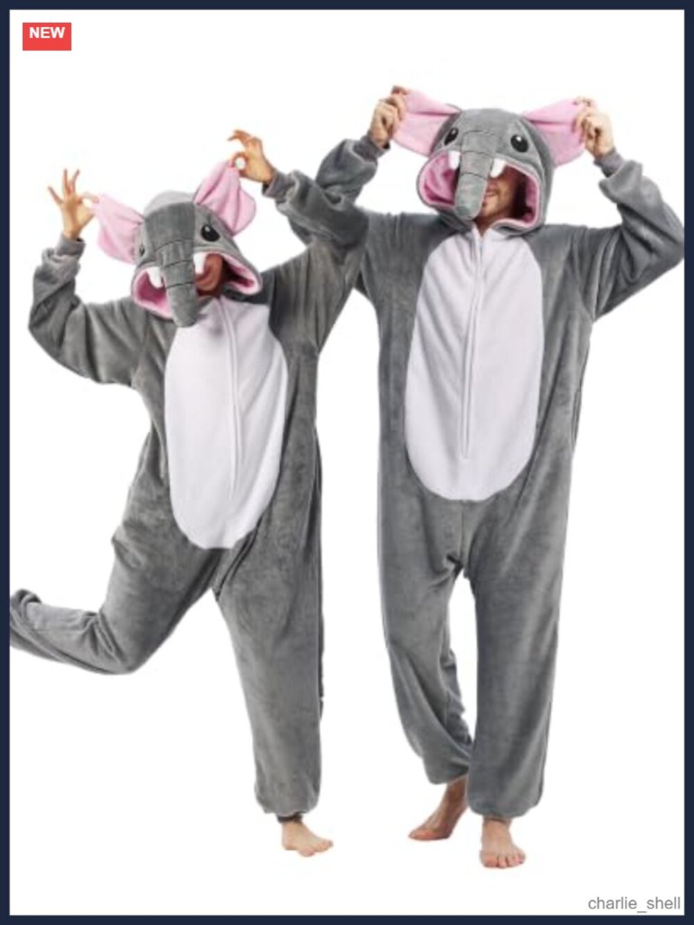 Flannel Elephant Onesie Pajamas One Piece Costume Adult Unisex